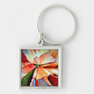 Rainbow Begonia flower watercolour original art Keychain
