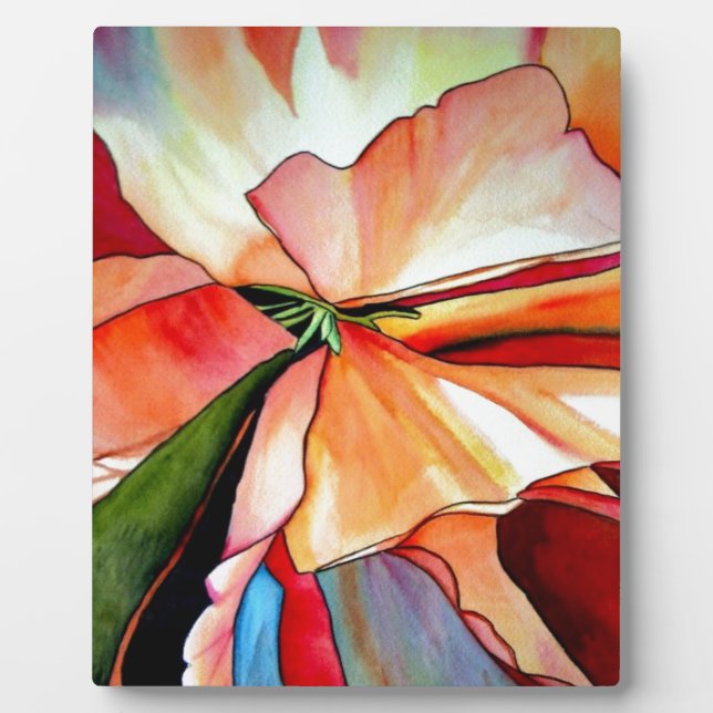 Rainbow Begonia flower watercolour original art Plaque (Front)