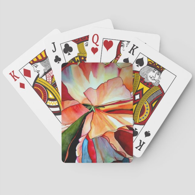 Rainbow Begonia flower watercolour original art Playing Cards (Back)