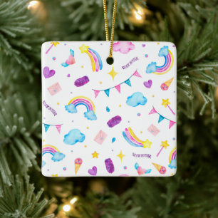Rainbow - Believe in Magic Ceramic Ornament