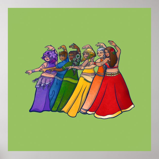 Rainbow Belly Dancer Art Belly Dance  Poster (Front)