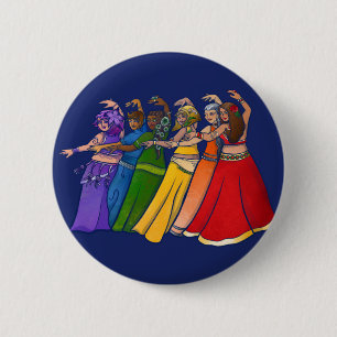 Rainbow Belly Dancer Art Belly Dance Troupe 2 Inch Round Button