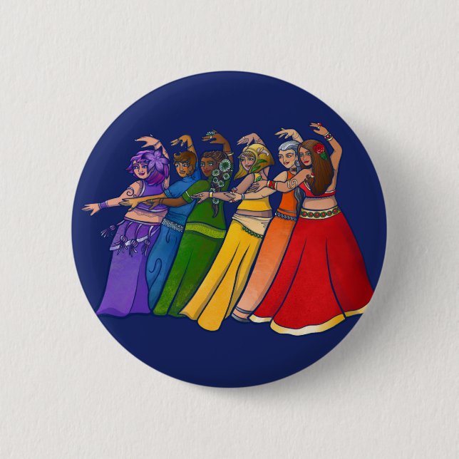 Rainbow Belly Dancer Art Belly Dance Troupe 2 Inch Round Button (Front)