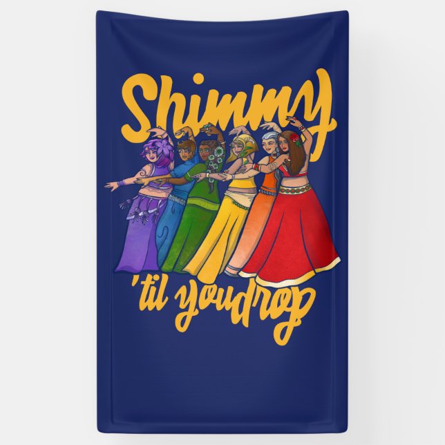 Rainbow Belly Dancer Art Belly Dance Troupe Banner (Vertical)