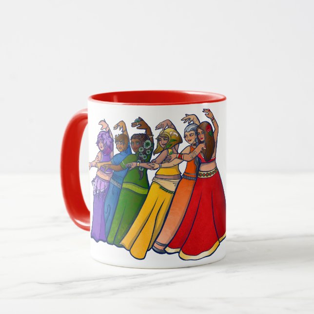 Rainbow Belly Dancer Art Belly Dance Troupe Mug (Front Left)