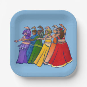 Rainbow Belly Dancer Art Belly Dance Troupe Paper Plate