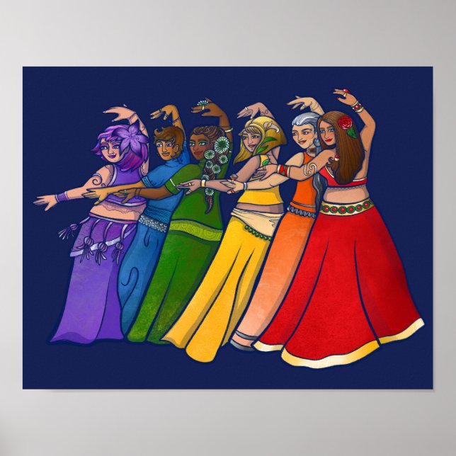 Rainbow Belly Dancer Art Belly Dance Troupe Poster (Front)