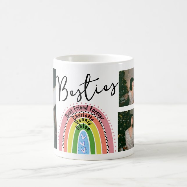 Rainbow Best Friends Forever Bestie Photo Collage Coffee Mug (Center)