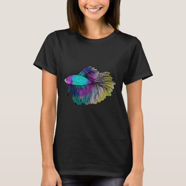 Rainbow Betta Fish 379 T-Shirt (Front)