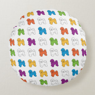 RAINBOW BICHON Round Throw Pillow