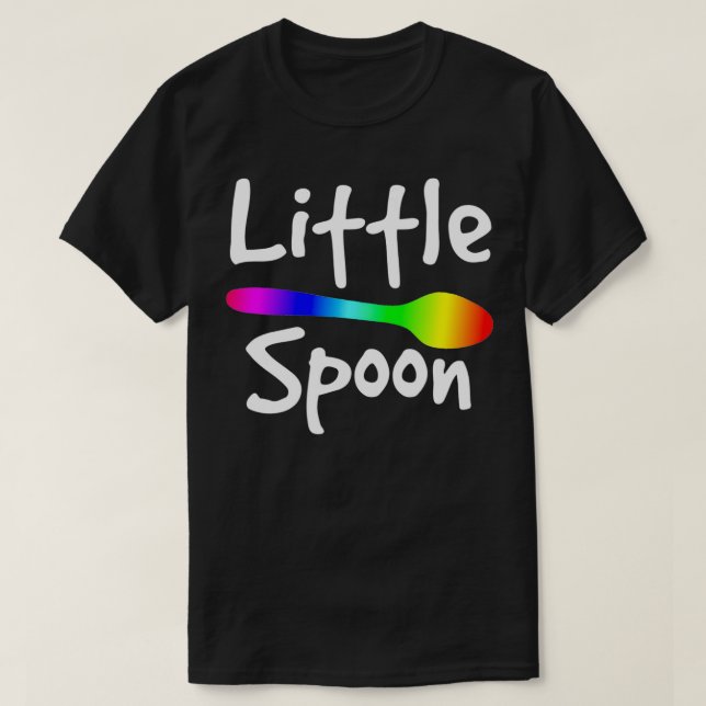 Rainbow Big Spoon Little Spoon Matching Gay Couple T-Shirt (Design Front)