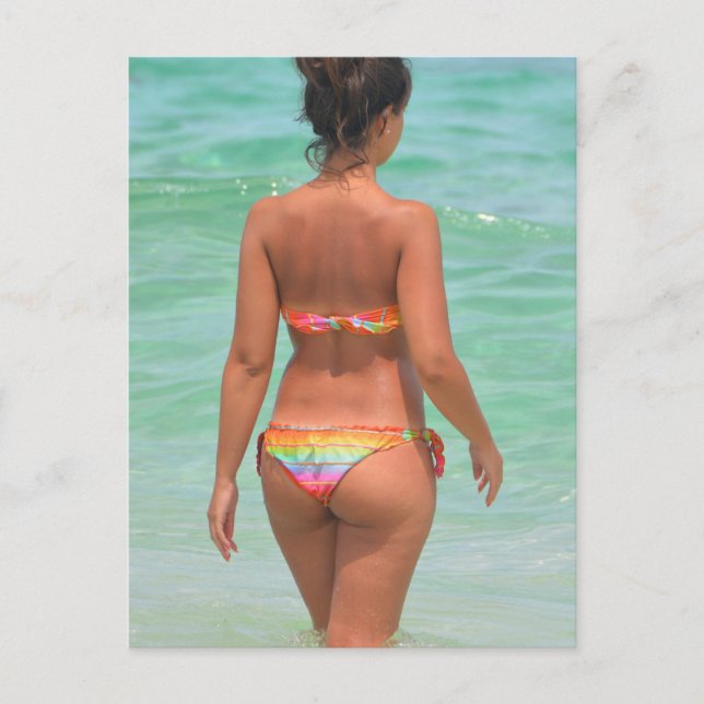 Rainbow Bikini Girl Photo Postcard (Front)
