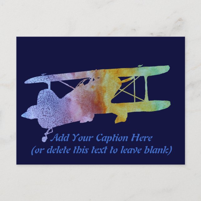 Rainbow Biplane Postcard (Front)