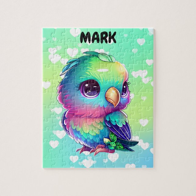 Rainbow bird & hearts  jigsaw puzzle (Vertical)