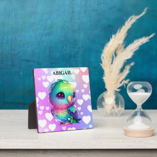 Rainbow Bird & Hearts Pop Art Plaque