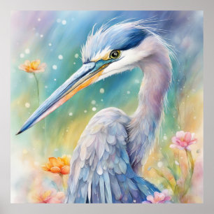 Rainbow Birds Blue Heron 2 Poster