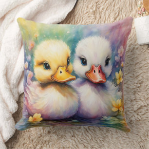 Rainbow Birds Duck 2 Throw Pillow