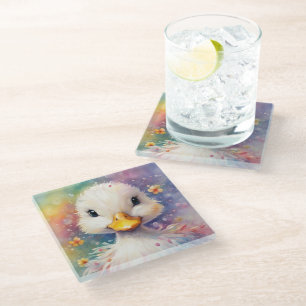 Rainbow Birds Duck 3 Glass Coaster