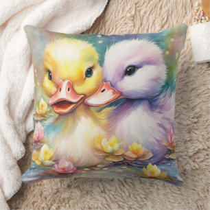Rainbow Birds Duck 4 Throw Pillow