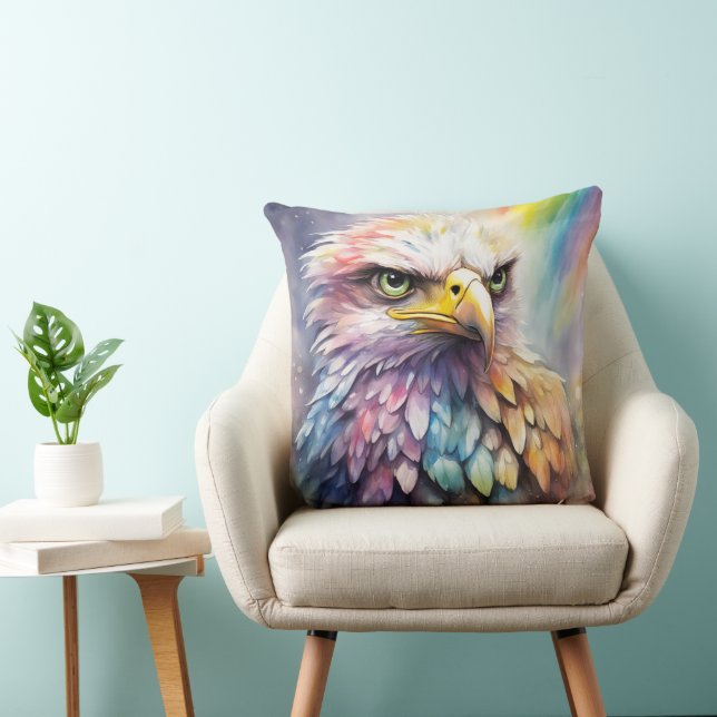 Rainbow Birds Eagle 2 Throw Pillow (Chair)