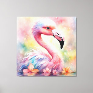 Rainbow Birds Flamingo 1 Canvas Print