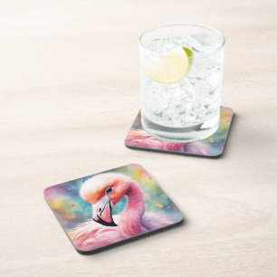 Rainbow Birds Flamingo 2 Coaster