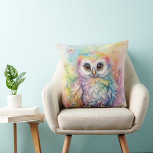Rainbow Birds Owls 2 Throw Pillow