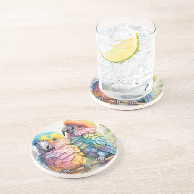 Rainbow Birds Parrots 1 Coaster (Side)
