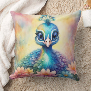 Rainbow Birds Peacock 1 Throw Pillow