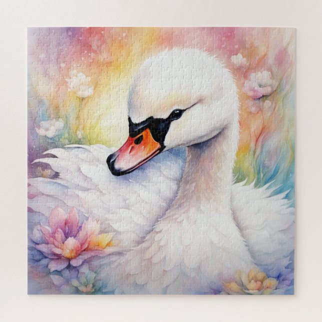 Rainbow Birds Swan 3 Jigsaw Puzzle (Vertical)