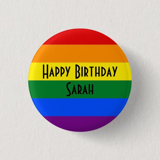 Rainbow Birthday Badge – Customizable Button  (Front)
