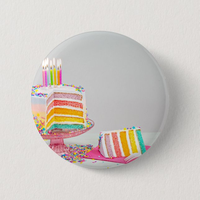 rainbow Birthday Cake 2 Inch Round Button (Front)