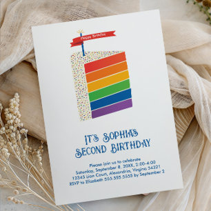 Rainbow Birthday Cake, All Ages Birthday Party Invitation
