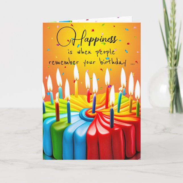 Rainbow Birthday Cake and Candles Card (Front)