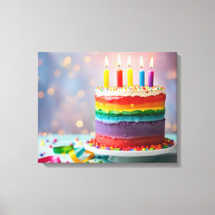 Rainbow Birthday Cake Canvas Print