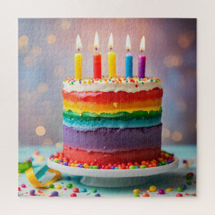 Rainbow Birthday Cake Jigsaw Puzzle