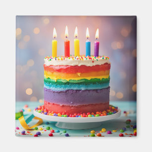 Rainbow Birthday Cake Magnet