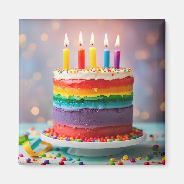 Rainbow Birthday Cake Magnet (Front)
