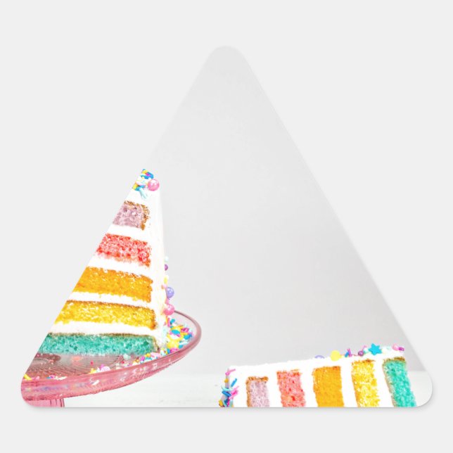 rainbow Birthday Cake Triangle Sticker (Front)