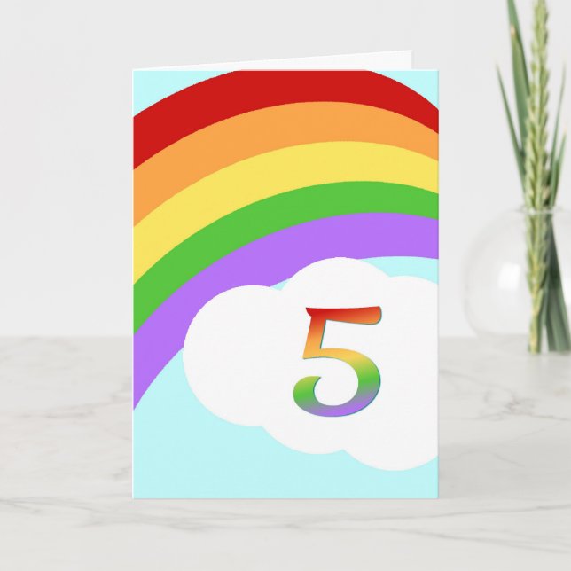 Rainbow Birthday Card For 5 Year Old (Front)