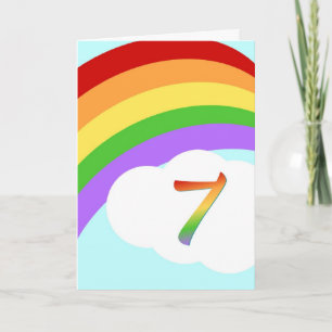 Rainbow Birthday Card For 7 Year Old