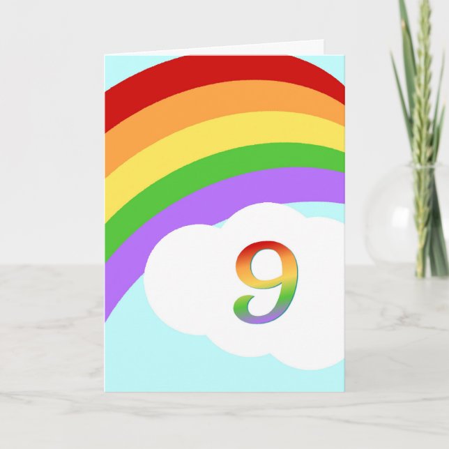 Rainbow Birthday Card For 9 Year Old (Front)
