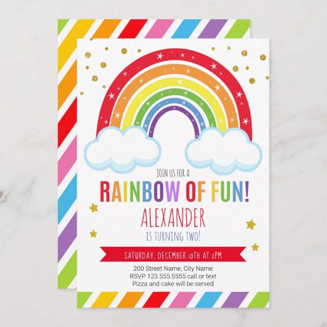 Rainbow Birthday Invitation (Front/Back)