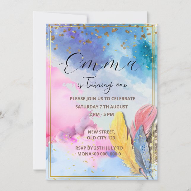 Rainbow Birthday Invitation (Front)