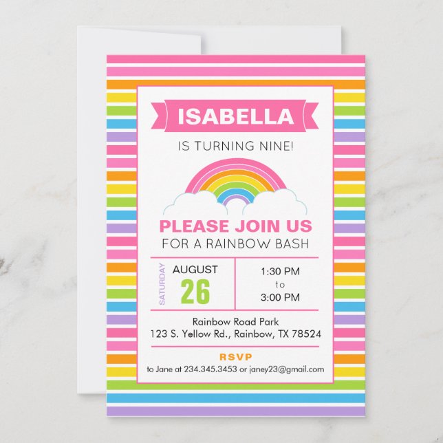 Rainbow Birthday Invitation (Front)