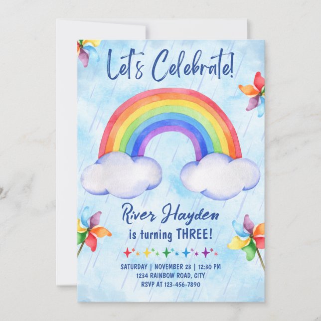 Rainbow Birthday Invitation (Front)