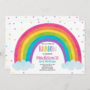 Rainbow Birthday Invitation Bright Rainbow Party