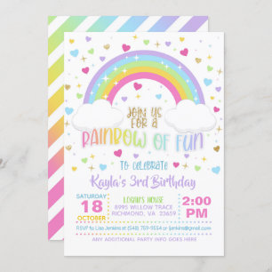 Rainbow Birthday Invitation - Girl Pastel
