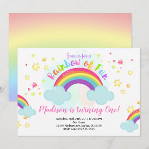 Rainbow Birthday Invitation, Rainbow of Fun Invita Invitation
