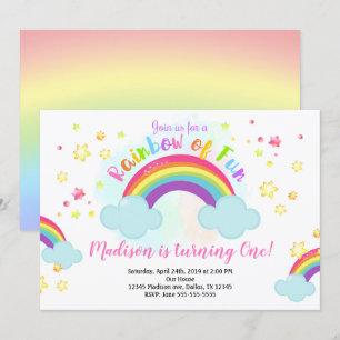 Rainbow Birthday Invitation, Rainbow of Fun Invita Invitation